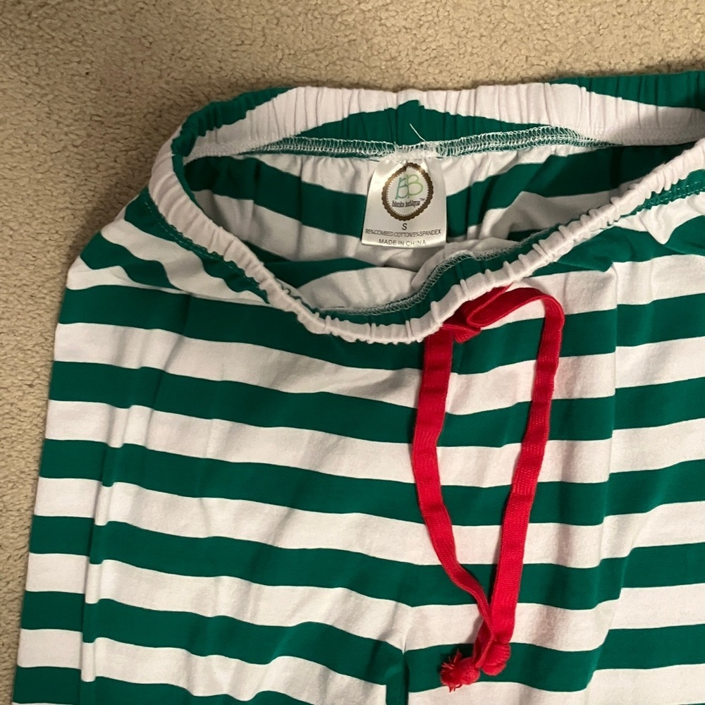 Green and White Striped Pajama Set small holiday Christmas - Picture 6 of 14